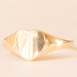 Anello da sigillo vintage a forma di cuore in oro giallo 9K
