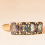 Veretta vintage in oro giallo 9K con topazi mistici (2ctw ca.), anni ‘90/anni ‘2000