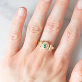 Anello doppio girevole in oro giallo 14K con rubino (0.20ct ca.)/smeraldo (0.14ct ca.) e diamanti, anni ‘80