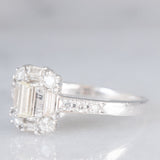 Anello vintage in platino con diamanti di taglio brillante e baguette (0.60ctw), anni ‘90