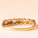 Veretta vintage in oro giallo 9K con smeraldi (0.12ctw ca.) e diamanti, anno 1977