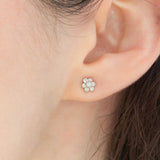 Orecchini a margherita in oro bianco 14K con diamanti di taglio brillante (0.30ctw), anni ‘80/‘90
