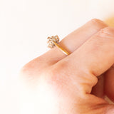 Anello vintage in oro giallo 9K con diamanti (0.10ctw ca.), anni ‘60/‘70
