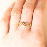 Anello “Keeper” (custode) vintage in oro giallo e bianco 9K con diamanti, anni ‘50/‘60