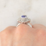 Anello ballerina vintage in platino con tanzanite (1.63ct) e diamanti (1.13ctw), anni ‘80/‘90