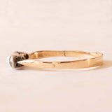 Trilogy antico in oro giallo 14K e argento con diamanti di taglio vecchia miniera (0.20ctw ca.) e perla, primi del ‘900
