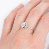 Solitario in oro bianco 18K con diamante di taglio vecchia miniera (0.97ct ca.)