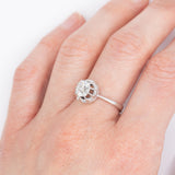 Solitario in oro bianco 18K con diamante di taglio vecchia miniera (0.97ct ca.)