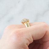 Anello a fiore e a fascia in oro giallo 14K con diamanti di taglio brillante (0.70ctw ca.), anni ‘70