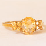 Anello vintage in oro giallo 9K con quarzi citrini (1ctw ca.), anno 2001