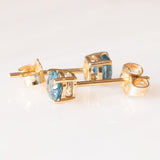 Orecchini punto luce vintage in oro giallo 9K con spinelli sintetici azzurri (0.50ctw ca.)