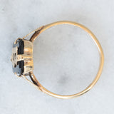 Anello antico in oro giallo 9K con onice e con lettera “B”, anni ‘30