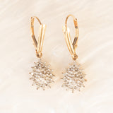 Orecchini pendenti in oro giallo e bianco 9K con diamanti (0.12ctw ca.), anni ‘80