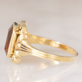 Anello da cocktail vintage in oro giallo 14K con quarzo citrino (1.80ct ca.), anni ‘40