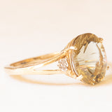 Anello da cocktail vintage in oro giallo 9K con quarzo citrino (4.20ct ca.) e diamanti
