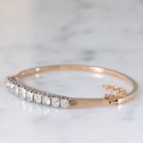 Braccialetto rigido antico in oro giallo 18K e argento con diamanti di taglio vecchia miniera (2ctw ca.), primi del ‘900