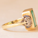 Trilogy vintage in oro giallo e bianco 18K con smeraldo (1.70ct ca.) e diamanti di taglio brillante (0.30ctw ca.), anno 1984