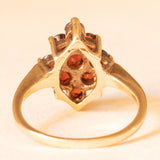 Anello vintage in oro giallo 9K con granati (0.90ctw ca.), anno 1978