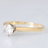 Solitario vintage in oro giallo 14K con diamante di taglio brillante (0.53ct ca.), anni ‘80/‘90
