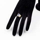 Anello vintage da cocktail in oro giallo 8k e spinello azzurro