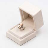 Anello antico in oro 14k e argento on cammeo su conchiglia, anni 20