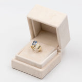 Anello vintage da cocktail in oro giallo 8k e spinello azzurro