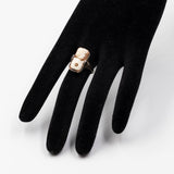 Anello antico in oro 14k e argento on cammeo su conchiglia, anni 20