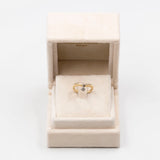Anello vintage in oro giallo 14k con diamante pendente (0,10ct), anni '70