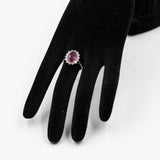 Anello a margherita in oro bianco 18k con rubino naturale (2,85ct) e diamanti (0,72ctw)