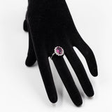 Anello a margherita in oro bianco 18k con rubino naturale (2,85ct) e diamanti (0,72ctw)