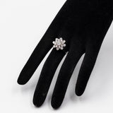 Anello vintage a fiocco di neve in oro bianco 14K con diamanti (1.50ctw ca.), anni '70