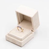 Anello vintage a veretta in oro giallo 9k con tanzaniti