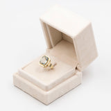 Anello vintage in oro 14k con acquamarina (5,3ct), anni '70