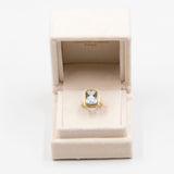 Anello vintage in oro 14k con acquamarina (5,3ct), anni '70