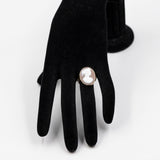 Anello vintage in oro giallo 9K con cammeo su conchiglia, anni '50