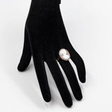 Anello vintage in oro giallo 9K con cammeo su conchiglia, anni '50