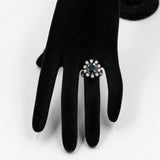 Anello vintage a margherita in oro bianco 14k con zaffiro (2,80ct) e diamanti (0,80ctw), anni '70