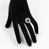 Anello vintage a margherita in oro bianco 14k con zaffiro (1,80ct) e diamanti (1,16ctw)