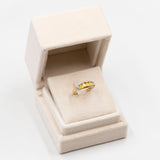 Anello vintage in oro giallo 9k con zaffiri gialli e diamanti