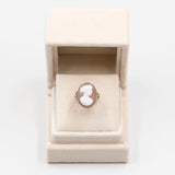 Anello vintage in oro giallo 9K con cammeo su conchiglia, anni '50