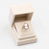 Anello vintage in oro giallo 9K con cammeo su conchiglia, anni '50