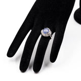 ANELLO BALLERINA IN PLATINO CON ZAFFIRO STELLATO (6.95CT) E DIAMANTI (0.82CT)