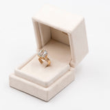 Anello vintage in oro giallo 18K con acquamarina (3ct ca.) e diamanti (0.24ctw ca.), anni '70