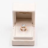 Anello vintage in oro giallo 18K con acquamarina (3ct ca.) e diamanti (0.24ctw ca.), anni '70
