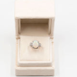 Anello vintage in platino con opale di 3,39ct e diamanti (0,46ctw)