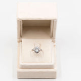 Anello vintage in platino 900 con acquamarina (0,65ct) e diamanti (0,35ctw)