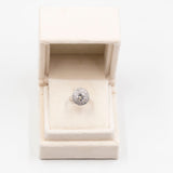 Anello vintage in oro bianco 18k con diamante centrale di 1ct e contorno di diamanti (0,32ctw), anni '60