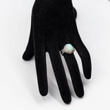 Anello vintage in platino con opale di 3,39ct e diamanti (0,46ctw)