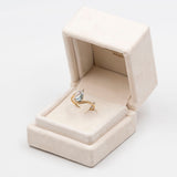 Anello vintage in oro giallo 9k con topazio a goccia (1.50ct) e diamanti, anni '70