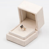 Anello vintage in oro giallo 14k con zaffiri e diamanti, anni '70